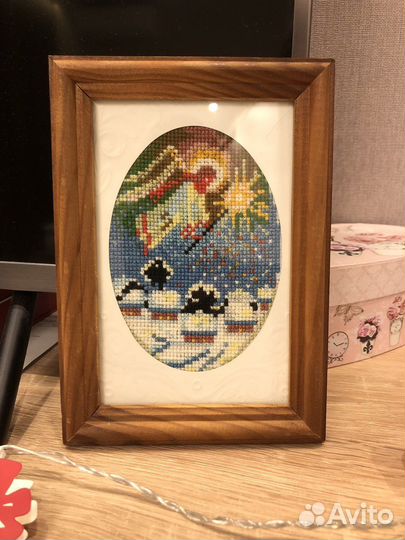 Вышивка в рамке Ангел Рождественский