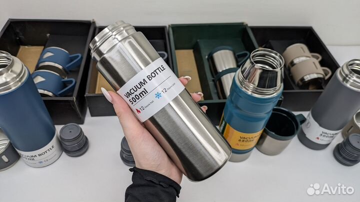 Набор термос + кружки 12 ч тепла 500мл 680мл 700мл