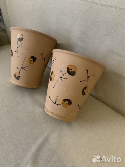 Горшок керамический с ручной росписью