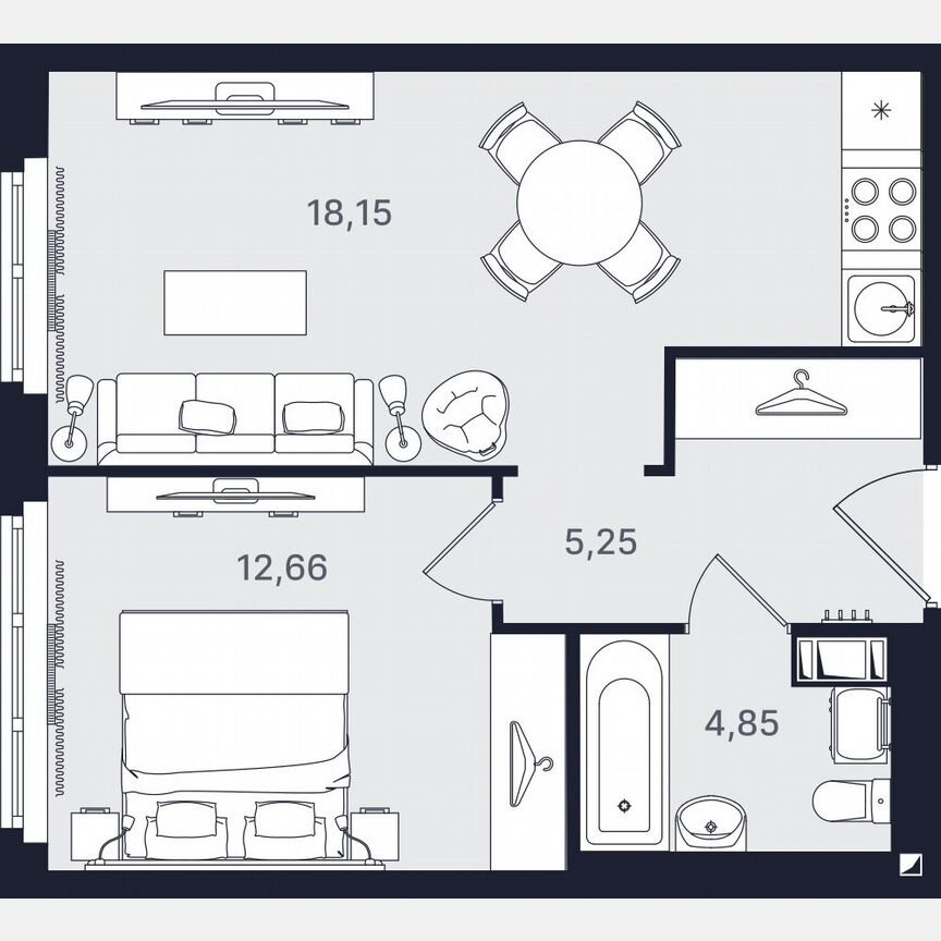 2-к. апартаменты, 40,9 м², 9/24 эт.