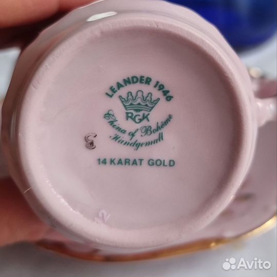 Чайная пара розовый фарфор