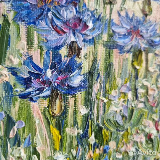 Картина с васильками цветы васильки маслом