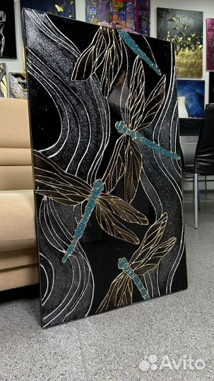 Интерьерная картина текстурная смолой