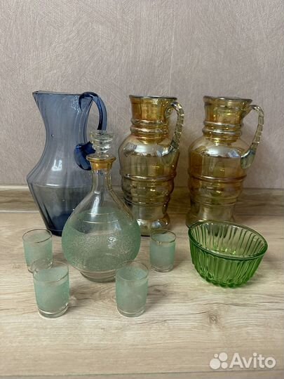 Посуда из цветного стекла винтаж СССР
