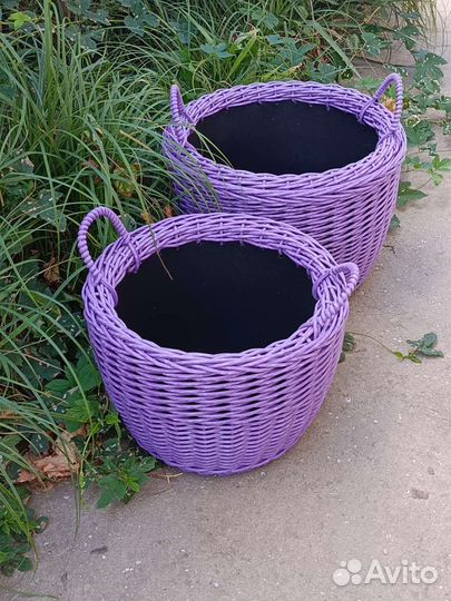 Кашпо плетеное напольное
