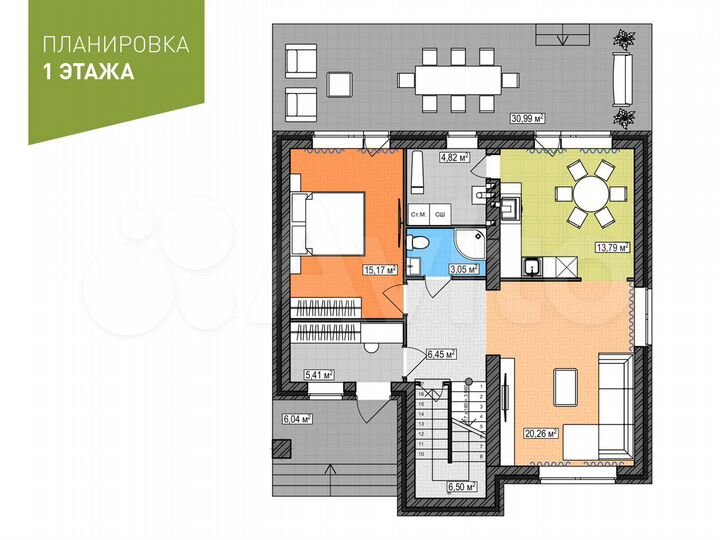 Коттедж 194 м² на участке 9 сот.