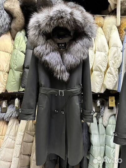 Парка удлиненная тренч зимняя с натуральным мехом