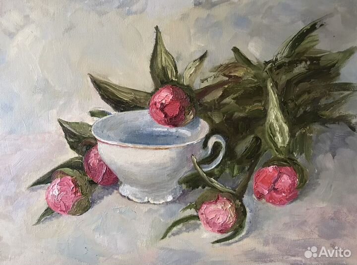 Картина маслом пионы