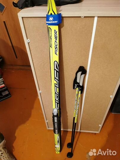 Лыжи беговые fisher +ботинки+палки
