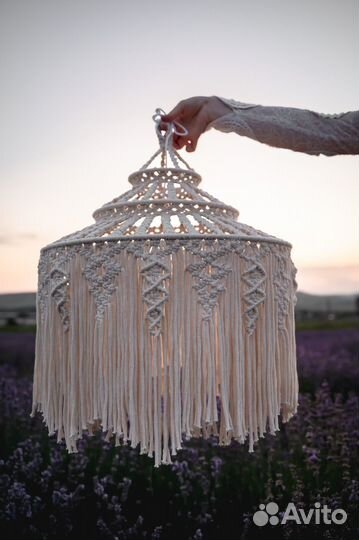 Подвесной абажур в технике макраме (люстра)