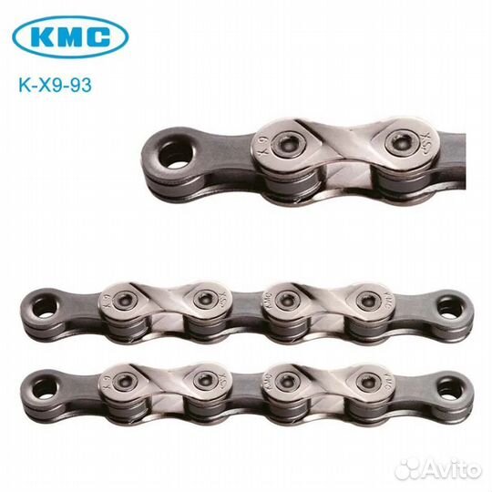 Цепь KMC X9.93 Silver-Gray, 9 ск., 114 зв., с замк