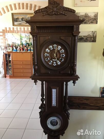 Старинные часы с барометром Japy 115 см