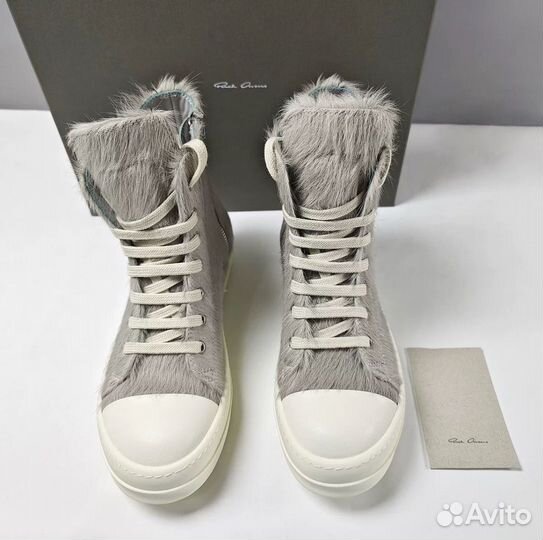 Кеды Rick Owens Ramones Pony Hair Кожаные