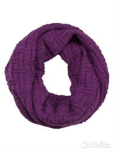 Снуд-хомут объемный вязаный цвет сиреневый, шерсть