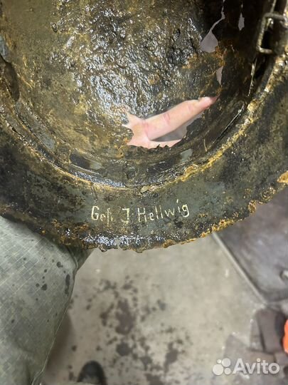 Каска немецкая М-42 подписная