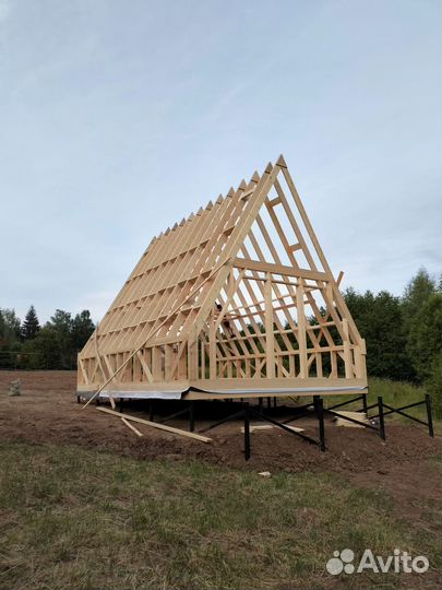 А фрейм с аттиковой стеной (каркас) (A-frame) 6*8