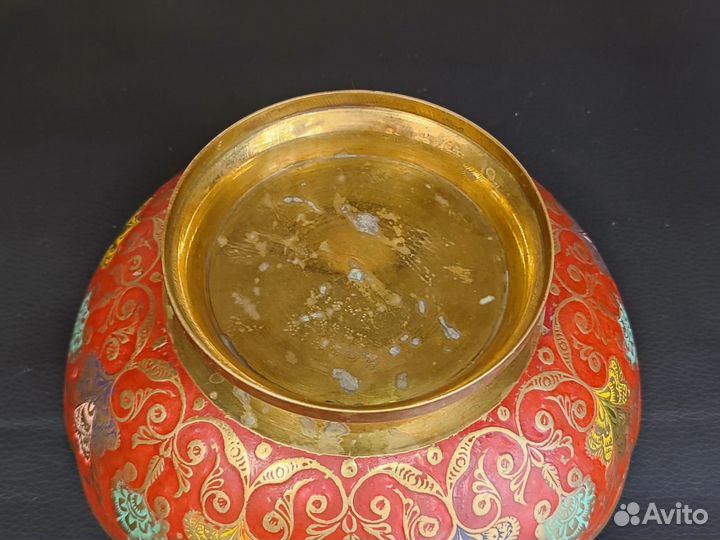 Ваза латунная ручная работа Индия диаметр 17,3 см