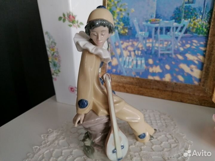Статуэтка lladro nao Клоун с мандолиной Испания бу