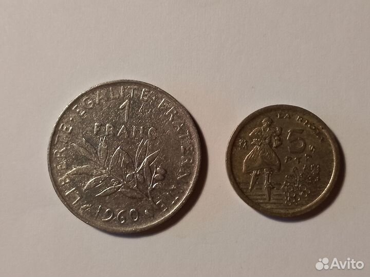 Монеты Франция 1960г. Испания 1996г