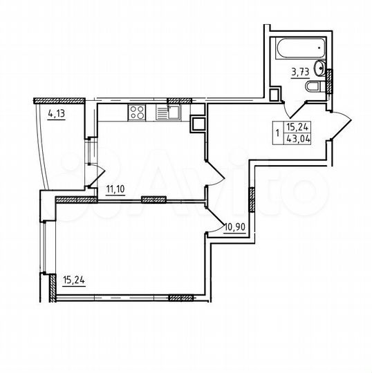1-к. квартира, 42,6 м², 9/17 эт.