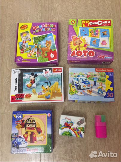 Нерф, ластики, яйца, пазлы