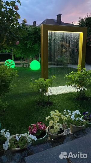 Садовый водопад с LED подсветкой