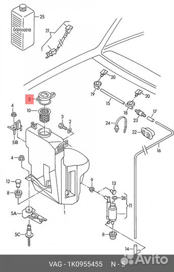 Крышка бачка омывателя VAG 1K0 955 455