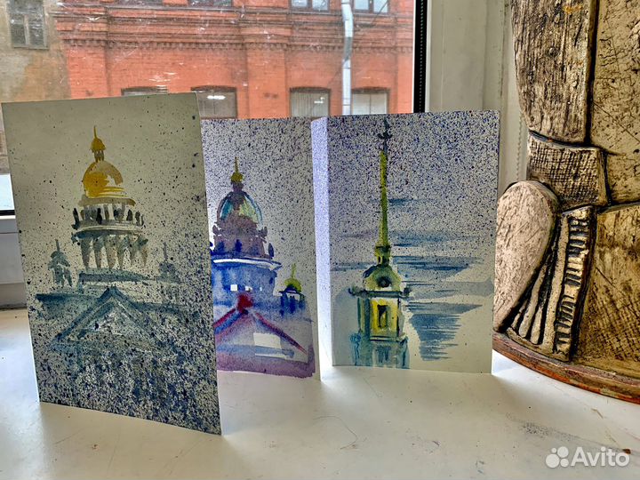 Открытки Петербург акварель ручная работа