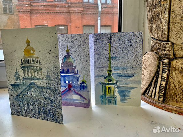 Открытки Петербург акварель ручная работа