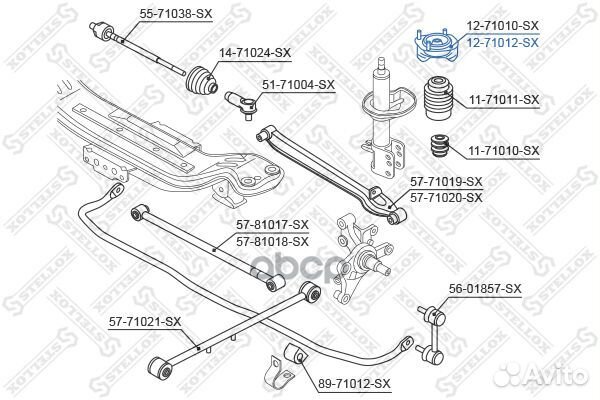 Опора амортизатора заднего 12-71012-SX Stellox