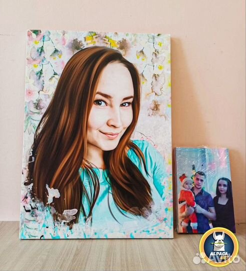 Печать фото на холсте, портрет с оформлением