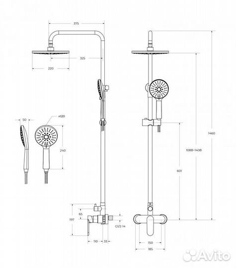 Душевая система Cezares stylus сатин stylus-CD-IN