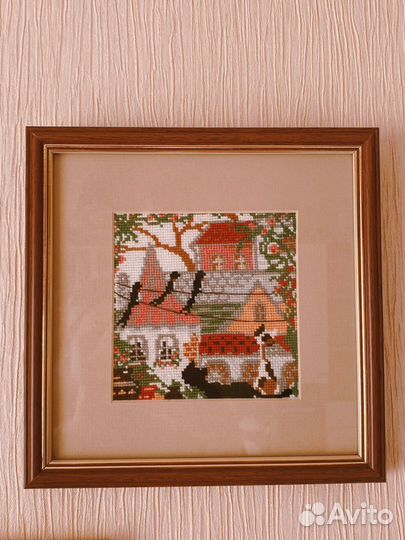 Картины-вышивка (2 шт) 22х22 см с кошками