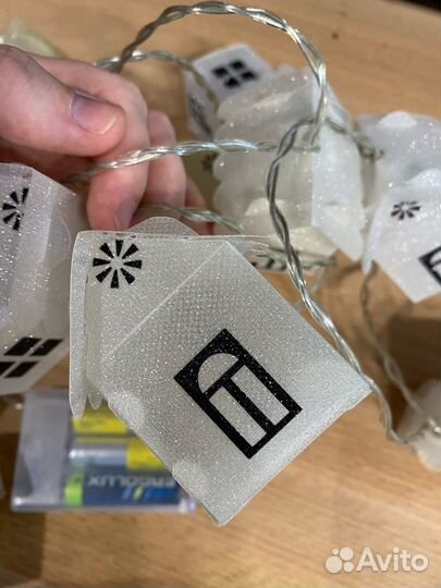 Гирлянда светодиодная на батарейках с домиками