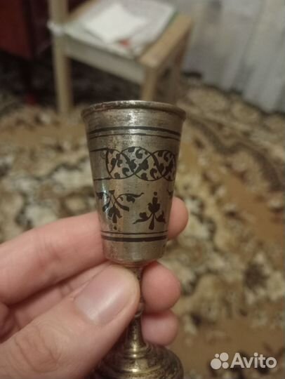 Рюмка стопка серебро/позолота