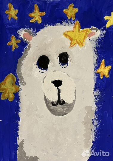 Картина медведь в звездном небе