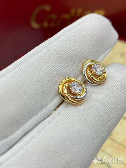 Золотые Серьги Cartier Trinity Mini