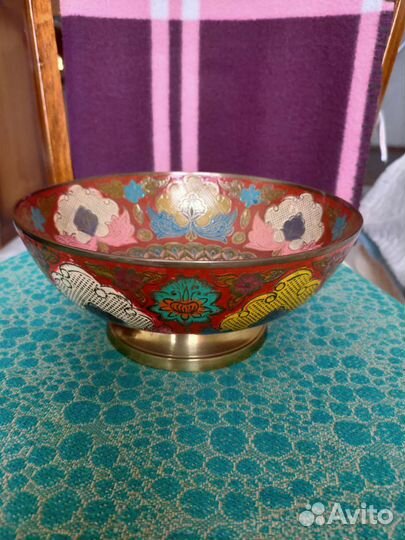 Блюдо Индия латунь Павлин