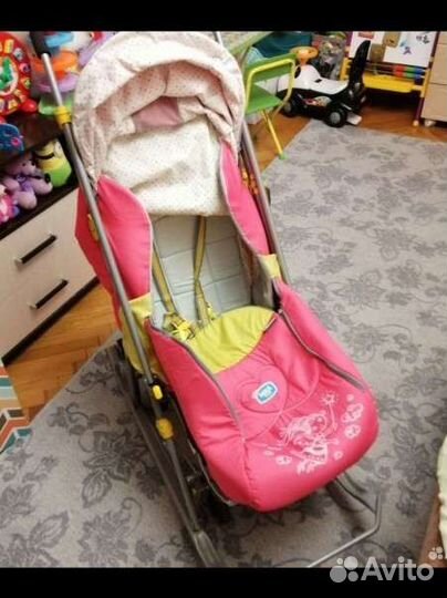 Детские санки коляска с колесами