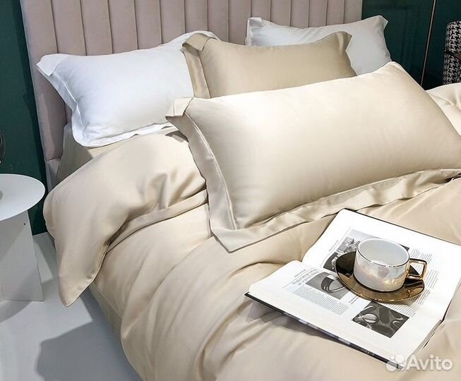 Постельное белье 100% Тенсель Бежевое золото