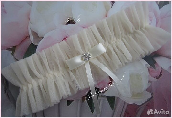 Свадебная подвязка для невесты белый, айвори,розов