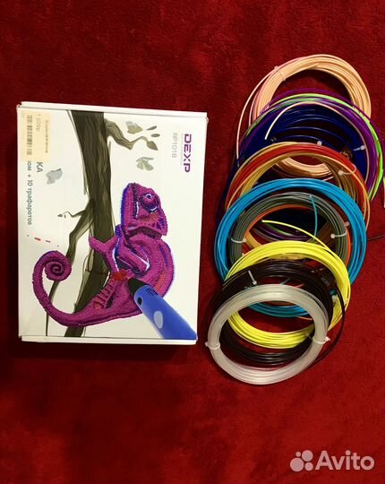 3D ручка dexped с цветными стержнями (нитями)