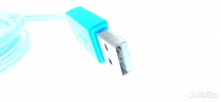 Кабель microusb 1 м, синяя точечная подсветка