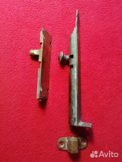 Старинный латунный оконный шпингалет, задвижка