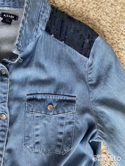Джинсовая рубашка Kiabi новая 140