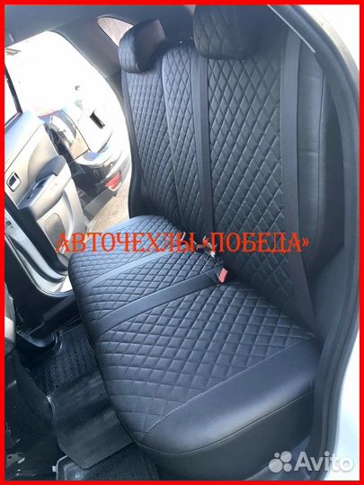 Чехлы Mitsubishi ASX из экокожи чёрные Ромб