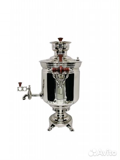 Тульский самовар на дровах никелированный литьё