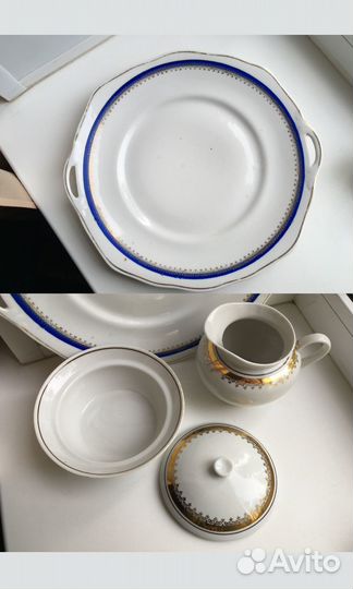 Обеденный сервиз, блюдо, соусник+сахарница СССР