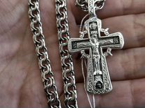 Новый мужской комплект (Цепь и крест) серебро 925