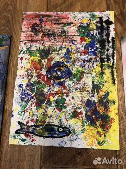 Картины на грунтованном холсте, выполнены акрилом